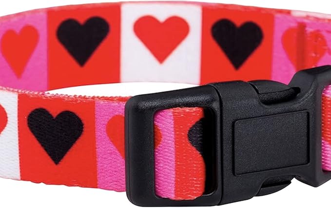 Native Pup Valentine’s Dog Collar- Valentines Day Pet Collars- Valentine Girly Hearts- Pink Red Heart- Cute Boy Girl Puppy Gift- Adjustable for Small, Medium, Large Breeds (Boxed Hearts, Small)