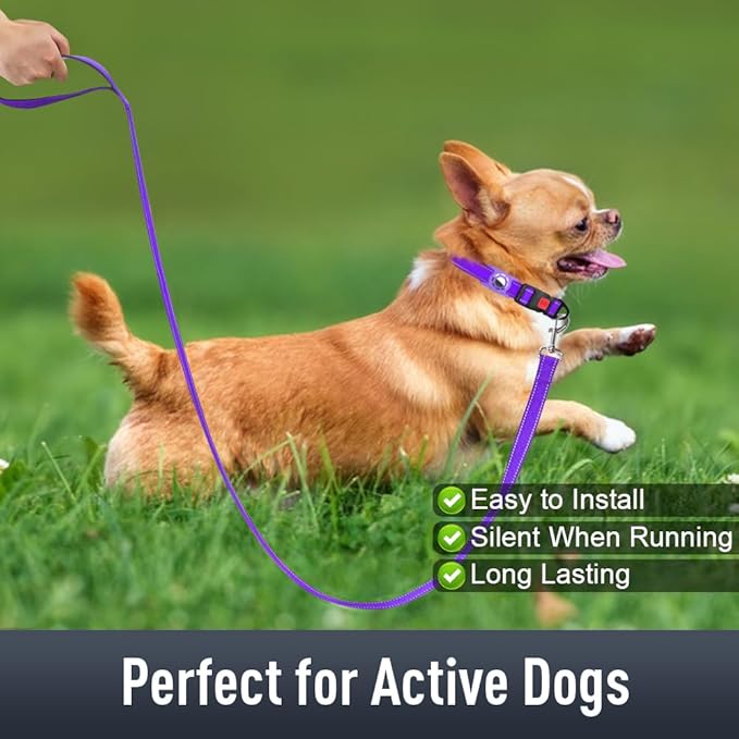 Airtag Dog Collar with AirTag Holder for Small Dogs, Reflective, Soft Padded & Safety Locking Buckle, Nylon Pet Collars Adjustable for All Breeds, Purple,S