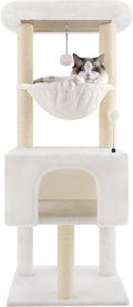 ROYPET Fashion Design 43.3" Cat Trees with Cat Houses Spring Balls,Beige