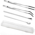 4-Piece Stainless Steel Reptile Feeding Tongs & Spoons Set – Curved/Straight Tweezers,Spoons, Rubber Tips for Bearded Dragons,Aquarium/Terrarium Safe Feeding Tools