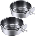 PINVNBY Parrot Feeding Cups Birds Food Dish Stainless Steel Parrot Feeders Water Cage Bowls with Clamp Holder for Cockatiel Conure Parakeet Macaw Small Animal (2PCS, Size: M)