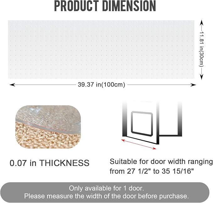 Uross Carpet Protector for Pets 3.28FT-Cat Carpet Protector for Doorway, Anti Cat Scratch Plastic Mat, Under Door Cat Scratch Floor Protector Carpet Scratch Stopper