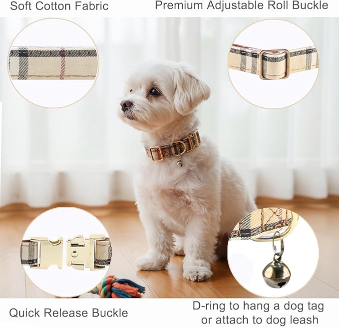 Yizepet Dog Collar and Leash - Adjustable pet Collar for Dogs with Metal Buckle Collar, Stylish Pattern for Small Medium or Large Boy and Girl Dog and Cat