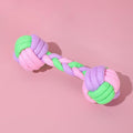 Candy Colored Rope Woven Toy, Durable Dumbbell Design Pet Teeth Grinding Mouth Toy, Funny Interactive Molar Training Toy for Dogs, Puppy Teething Relief and Dental Care (Candy Colored)