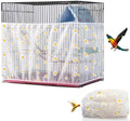 Large Bird Cage Cover, Bird Cage Seed Catcher, Adjustable Soft Airy Nylon Mesh Net, Birdcage Cover Skirt Seed Guard for Parrot Parakeet Macaw African (Daisy-White, 15.7" x118")