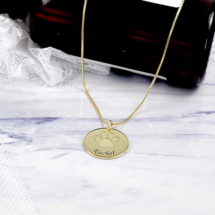 Personalized Cute Dog Cat Paw Name Necklace Forever Love Custom Heart Pendant Pet Name Necklace Gift for Pet Lovers