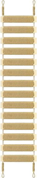 Multi-Functional Cat Ladder & Bridge - Sisal Rope Climbing Frame Wall Furniture for Indoor/Outdoor Cats, Cage Accessories, Parrots, Small Pets (Wood Tone - 40in)