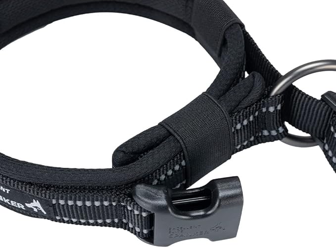 EXCELLENT ELITE SPANKER Reflective Dog Collar Classic Soft Padded Breathable Nylon Adjustable Pet Collar with Quick Release Buckle for Boy Girl Male Female Small Medium Large Dogs Training(Black-XL)