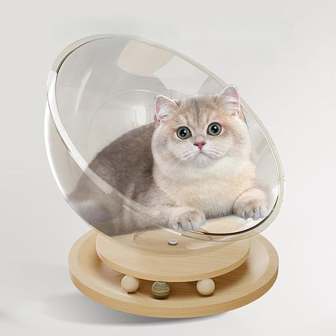 Space Capsule Cat Bed, Pet Furniture, Easy Cleaning, Universal Small Pets Activity Centre Bed Toy, Sleeping Nest for Cats, Solid Wood XL