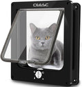 CEESC Large Cat Door for Interior/Exterior Door, Weatherproof, Black, Rotary 4 Way Locking Pet Door for Cats & Dogs with Circumference < 23.62", Upgraded Version