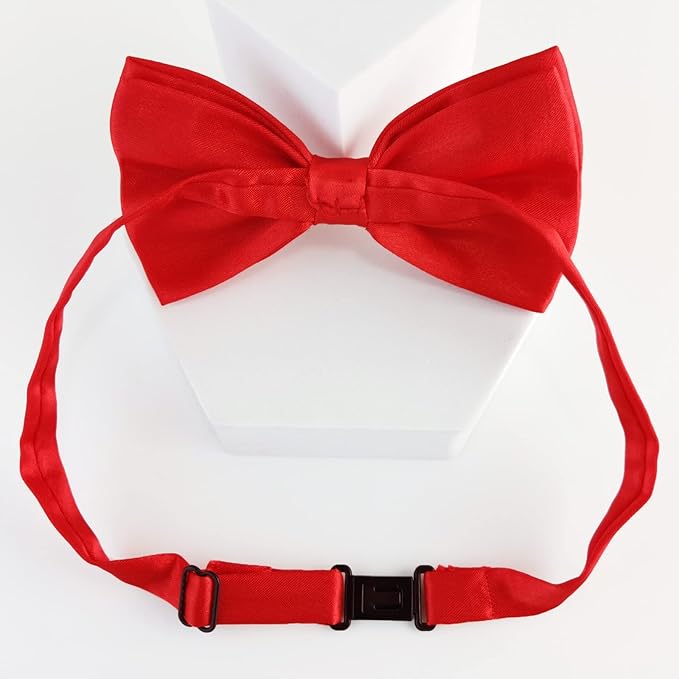 KOOLMOX Red Bow Tie for Dogs, Dog Bowtie Formal with Adjustable Collar for Medium and Large Dogs Cats Pets Wedding Birthday Graduation Holiday Independence Day Homecoming Costumes, 2 Pack, Red