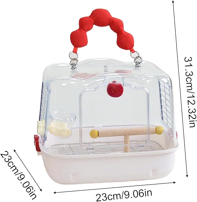 Bird Travel Cage – 12.32x9.06x9.17 inch Transparent Parrot Carry Bag | Bird Travel Carrier – Portable Pet Transport for Outdoor Walk Adventure Cockatiels Budgies Parakeets