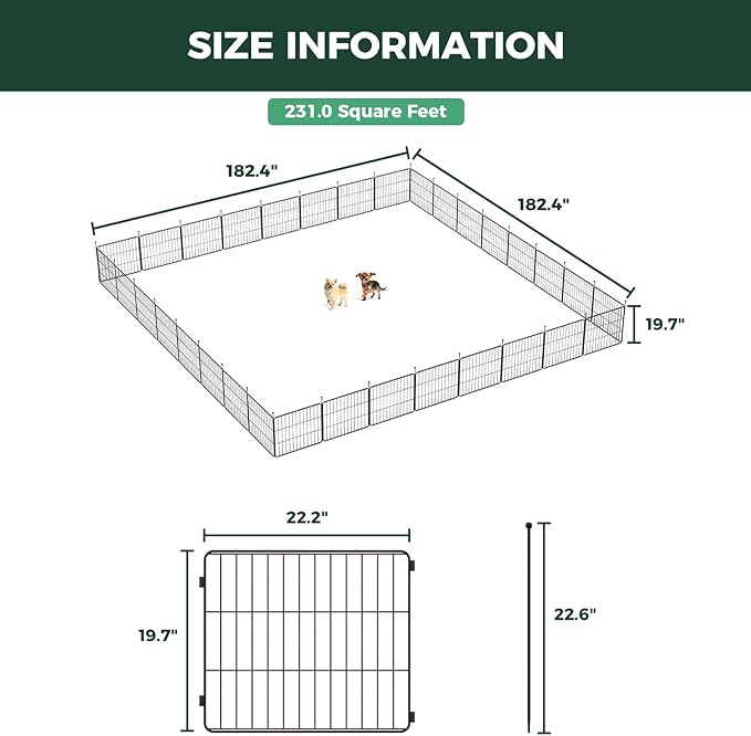 FXW MiniPaws Unleashed Dog Playpen, Expandable & Portable Design for Yard, RV Camping and Indoor Use, for Puppies and Small Dogs, 20-inch 32 Panels