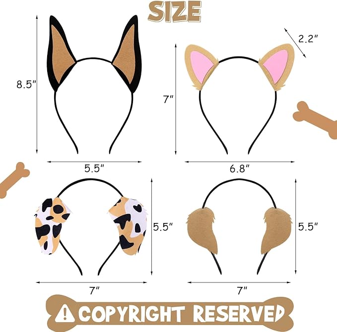 CiyvoLyeen Puppy Dog, Farm Animals Ear Headbands, for Birthday Party Decoration, Zoo Farmhouse Birthday Party Favors Supplies