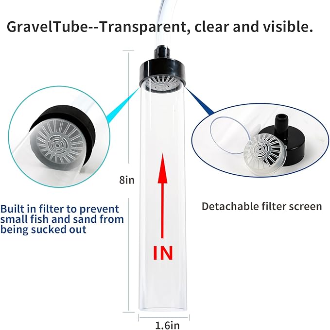 Aquarium Gravel Vacuum Cleaner, Fish Tank Water Changer, Hand Pump Siphon (5ft)