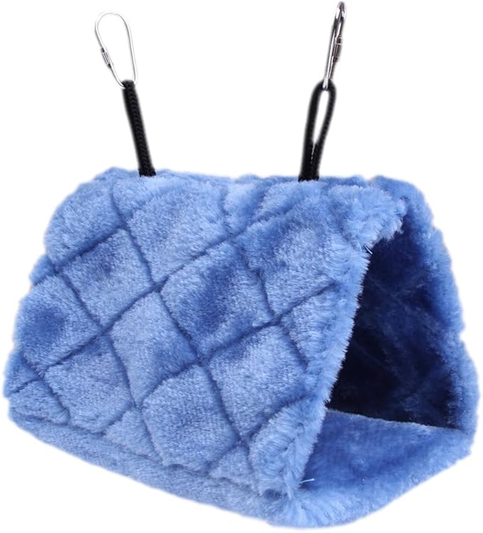 Vktech® Plush Snuggle Bird Hammock Hanging Snuggle Cave Happy Hut Bird Parrot Hideaway Size M (23.5 * 22cm) (Blue)