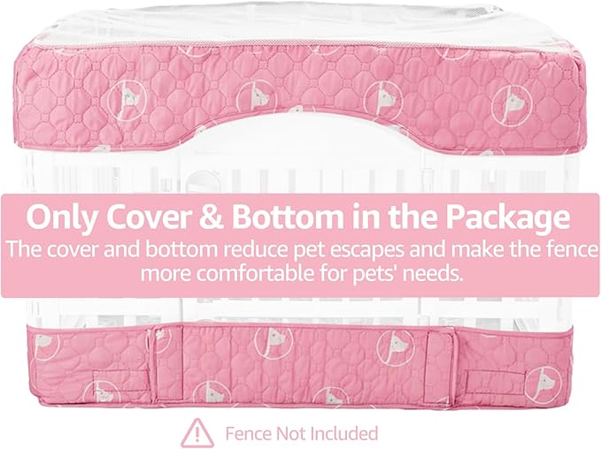 PJYuCien Dog Playpen Bottom Pad and Cover Fits for 36 Inch 4 Panels Exercise Pet Pen, Pink