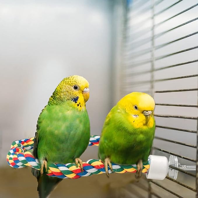 2PCS Bird Rope Perches, Colorful Cotton Parrot Toys Comfy Perch for Rope Bungee Bird Toy 21 Inch
