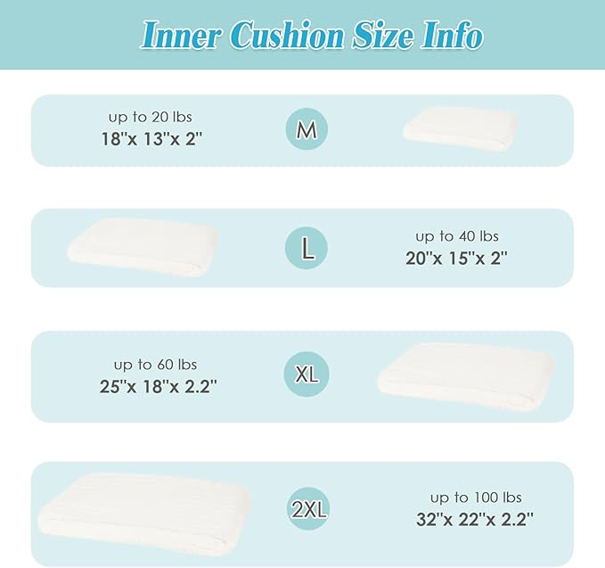 Dog Bed Large Size Dogs Washable Soft Furry Pet Bed, Calming Rectangle Large Dog Bed with Removable Cover & Anti-Slip Bottom, Orthopedic Anti-Anxiety Pet Bed with Handle, 35x27x5inches, Cream
