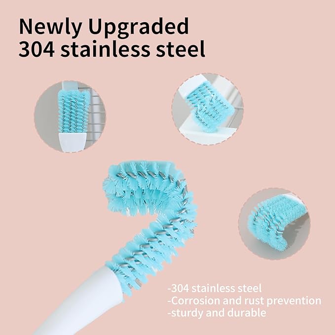 Stainless Steel Bird Cage Cleaner with Long Handle - Dual Head Brush & Scraper for Parrot Cages, Perch Cleaning Tool–Durable Cage Cleaning Tool & Accessory (2, Blue)