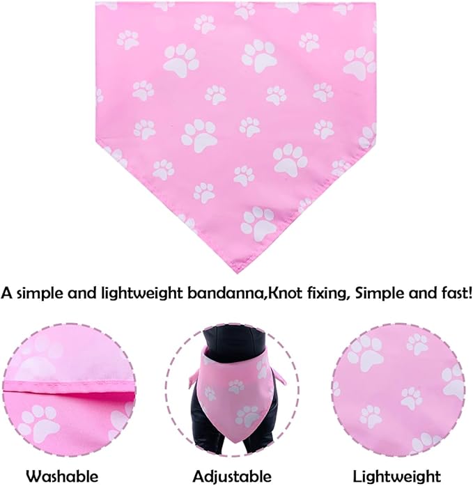 30 Pack Paw Print Bandanas Bulk for Small Medium Dogs Stitch Dog Bandanas Large Cats Polyester Bandana Party Grooming M