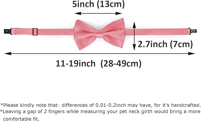 KOOLMOX Dog Bow Ties Pink, Adjustable Dog Collar Bow Tie for Medium and Large Dogs Cats Pets Wedding Birthday Graduation Holiday Homecoming Costumes Grooming, 2-Pack