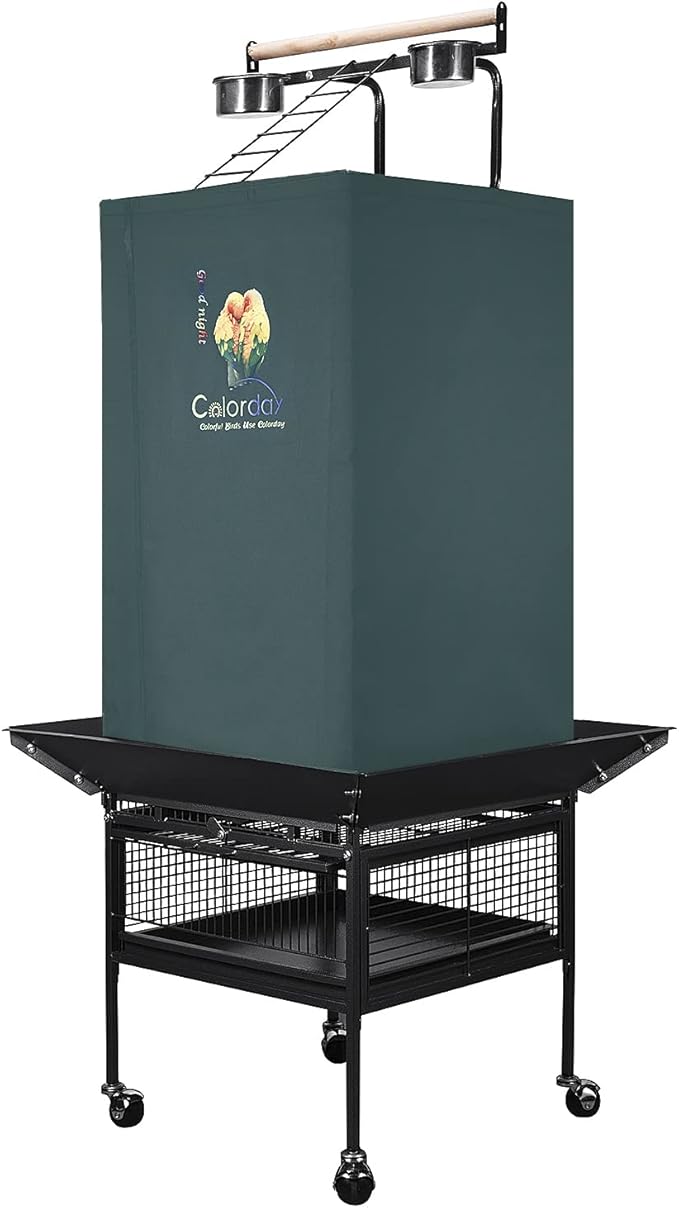 Colorday Good Night Bird Cage Cover for Large Bird Cage with Play Top (Patented), Green 61"