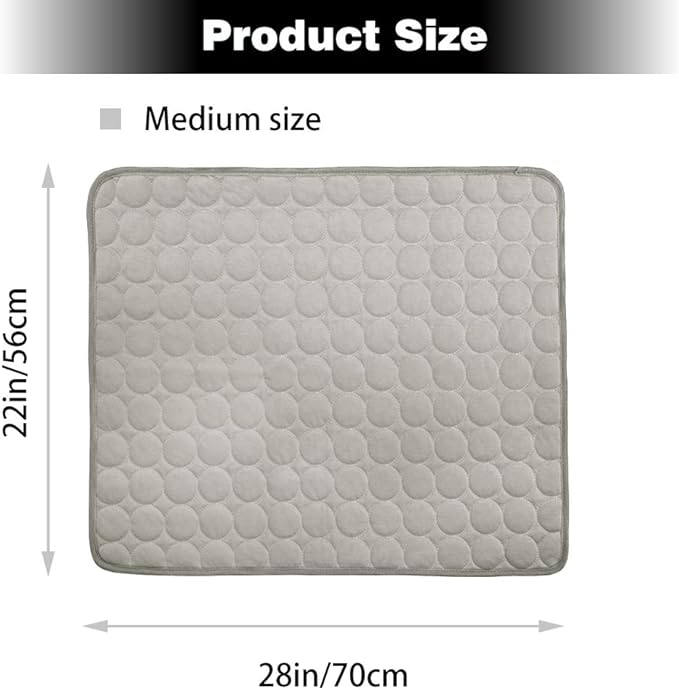 Washable Dog Cooling Mat Ice Silk Pet Self Cooling Pad Blanket for Indoor & Outdoor Car Seats (Grey, 28x22 in)