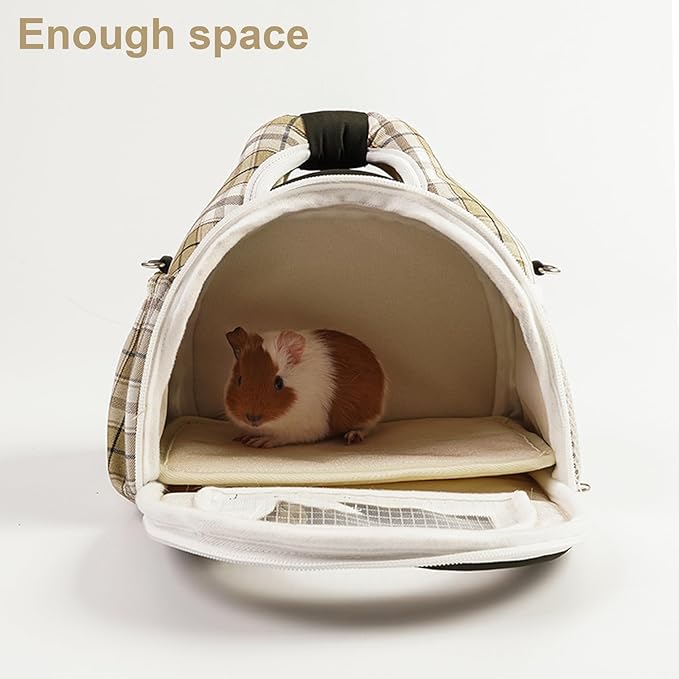 ABLAZEZAI Guinea Pig Carrier, Small Animal Travel Bag, Breathable Outdoor Portable Pouch for Chinchilla Hamster Bird Bunny Hedgehog Sugar Glider Gerbil Snake (Black)