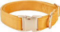 Soft Cotton Dog Collar with Metal Buckle Adjustable Heavy Duty Comfy Corduroy Collars for Small Medium Large Dogs,Orange,Small