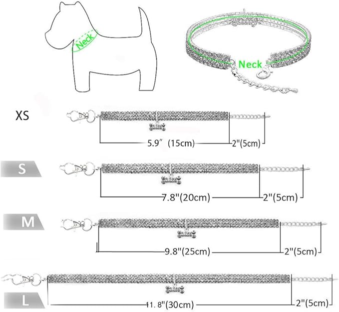 Pet Collar with Diamonds, Adjustable Crystal Diamond Elastic Heart Claw Pendant Wedding cat and Dog Small pet Necklace Jewelry