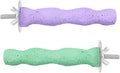 2pcs Bird Beak Grinding Stone, Resin Anti-Slip Beak Grinder Stone Bird Nail Trimming Claw Trimmer Perches Parrot Cage Stand Toys for Budgie Cockatiel Conure Parakeet Cage Accessories (Green, Purple)