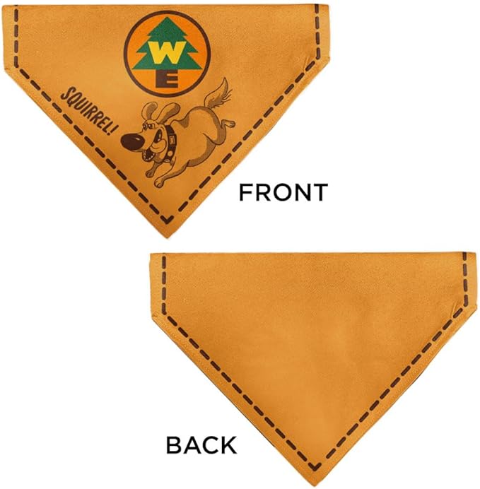 Disney Pet Bandana Up Dug Squirrel Pose and Wilderness Explorer Badge Orange Slip On Collar Bandana Only