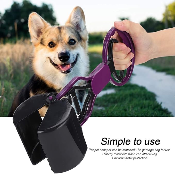 Pooper Scooper for Dogs, Spring Loaded One Hand Poop Scooper with Bag Use, Portable Pet Waste Pickup Tool for Yard & Outdoor Walks