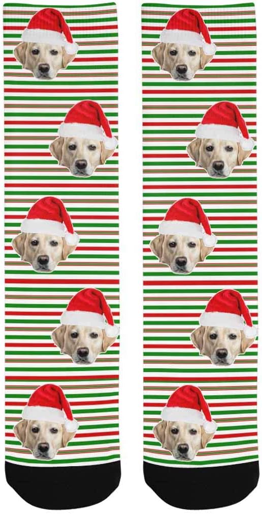 Custom Face Socks, Personalized Dog Lover Pet Photo Picture on Socks Unisex Athletic Crew Socks for Men Women