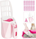 Cat Litter Scoop, Cat Litter Scooper with Holder and 150 Cat Poop Bags for Litter Box: Removable Litter Sifter Shovel and Large Capacity Trash Can, Portable Kitty Poop Scooper Built in Bags (Pink)