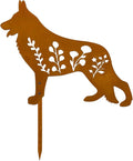 Dog Garden Stake - Unique Gift for Dog Lovers,Black Metal Outdoor Decor, Durable Yard Art Statue (Rust German Shepherd)