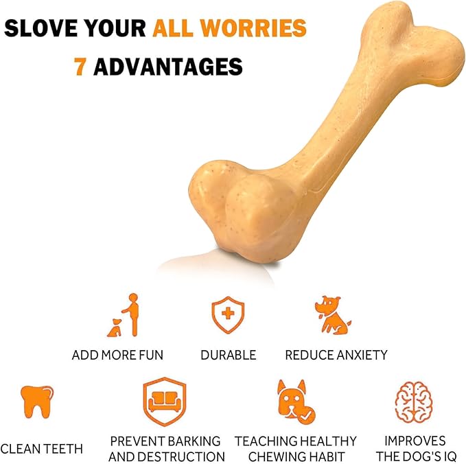 Indestructible Dog Toy for Aggressive Chewers, Nylon Chew Toy for Medium and Large Dogs, Durable Teething Toys for Puppies, Chicken Flavor