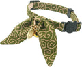 PetSoKoo Bunny Ears Cat Collar, Japan Lucky ‘開三運’ Charm. Safety Breakaway Bowtie Kitten Collar with Bell, Green