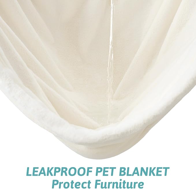 Waterproof Pet Blanket, Ultra Soft Luxury Faux Fur Throw Blanket for Couch, Cozy Warm Plush Blanket for Sofa Bedroom Living Room, Liquid Pee Proof for Large Dog or Cat, 30x40 inch, Cream