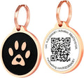 Pet Dwelling QR Code Pet ID Tag – Smart Dog & Cat ID Tags for Pet Safety, Free Personalized Online Profile, Instant Scan Alerts, AI Insights (Lux Rose Gold Black Paw)