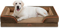 Comfort Expression Orthopedic Dog Bed for Extra Large Dogs 45x35 Inch, Waterproof Supportive Egg Crate Foam XL Pet Bed with Removable Bolsters, Dog Couch with Washable Cover & Non-Slip Bottom, Brown