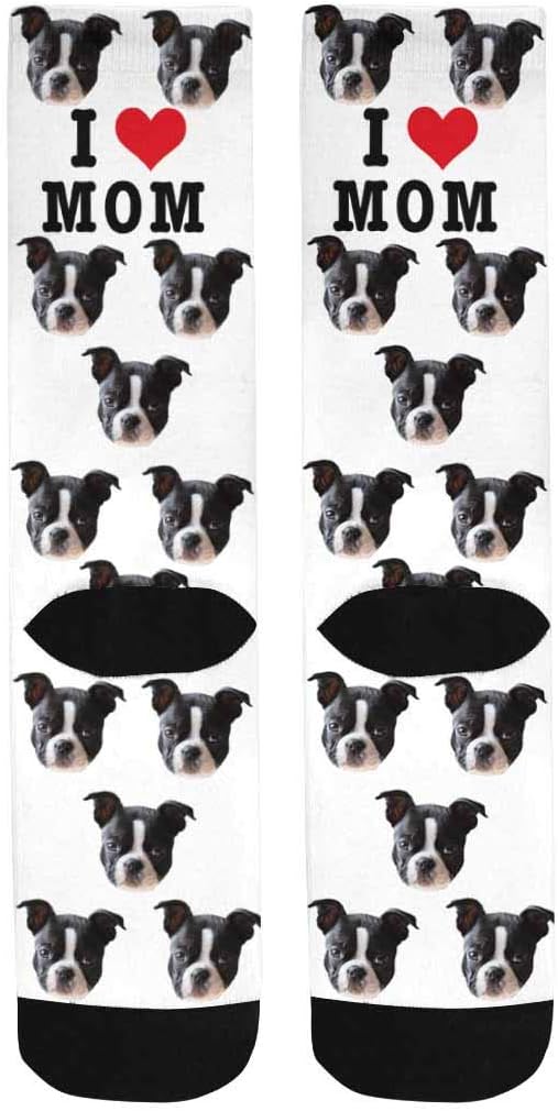 Custom Face Socks, Personalized Dog Lover Pet Photo Picture on Socks Unisex Athletic Crew Socks for Men Women