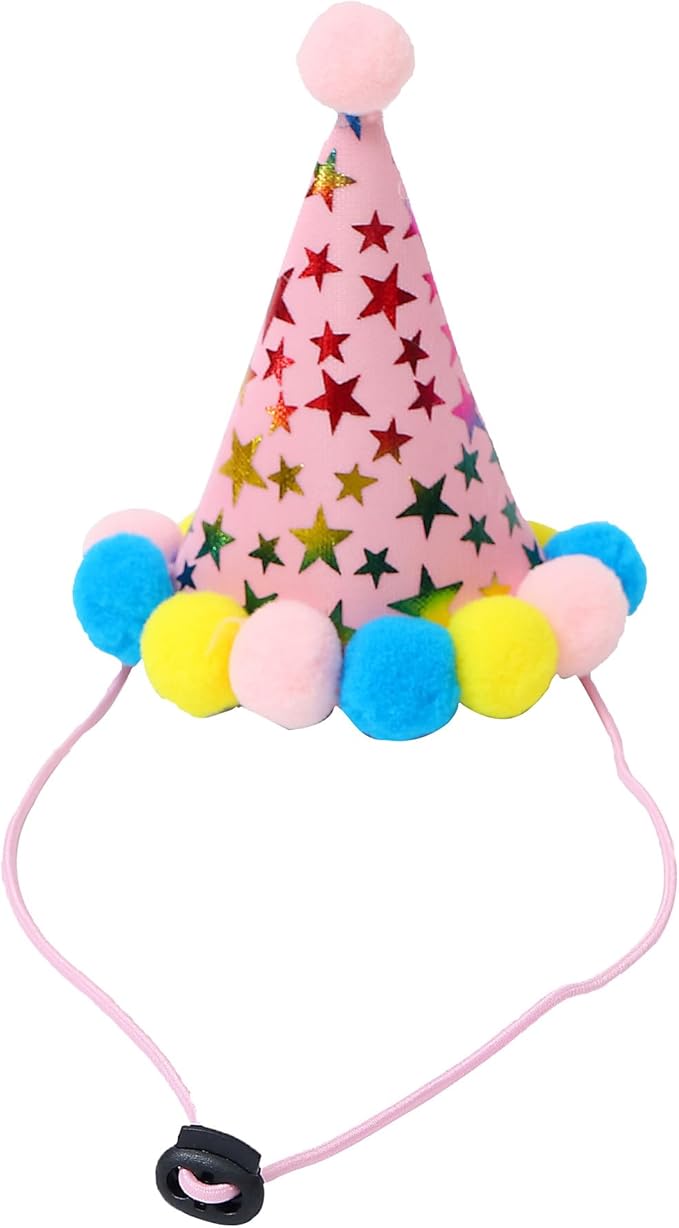 Happy Birthday Dog Party Supplies Kit - Dog Party Hat, Bandana, Bowtie & Happy Birthday Banner Decorations for Small Dogs, Puppy Birthday Outfit Accessories & Pet Birthday Party Decor (Pink)