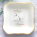 Custom Wildflower Engaged Ring Dish, Personalised Floral Trinket Dish, Ring Holder Engagement Gifts for Couples Newly Engaged, Jewelry Tray Gift for Her Bride Wife Bestie