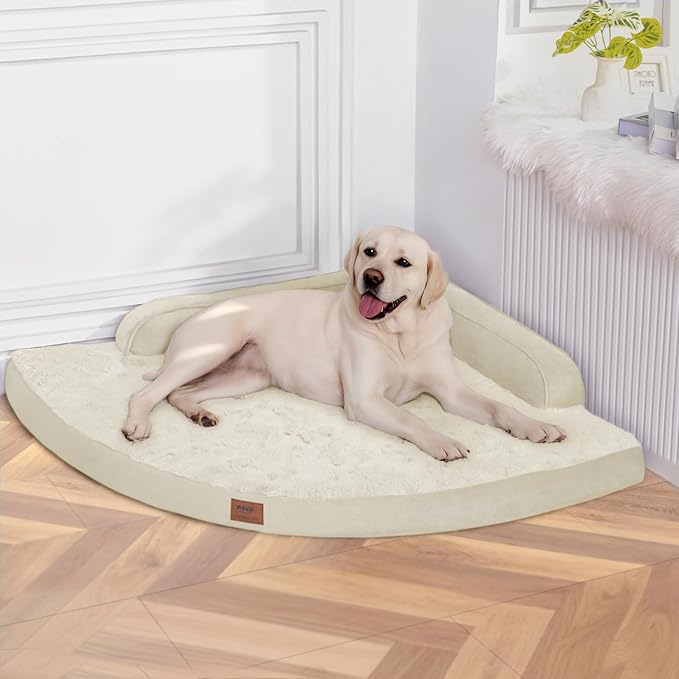 Large Orthopedic Dog Bed with Sides XXL Dog Beds with Removable Washable Cover Non-Slip Waterproof Pet Bed for Extra Large Dogs - Beige XXL