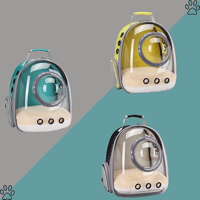 Bubble Cat Carrier Backpack Transparent Pet Carrier Backpack for Small Puppy and Bunny (Green, Backpack)