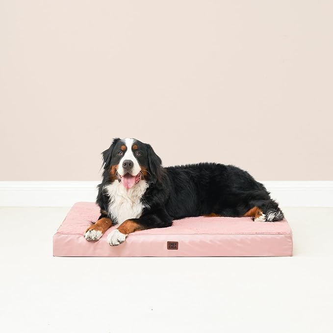 EHEYCIGA Orthopedic XL Dog Beds for Extra Large Dogs with Removable Washable Cover, Pink, 44x32