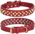 Spiked Dog Collar Soft Pu Leather Mushrooms Rivet Spike Studded Puppy Adjustable Pet Collars for Small Breeds (S, Red3)