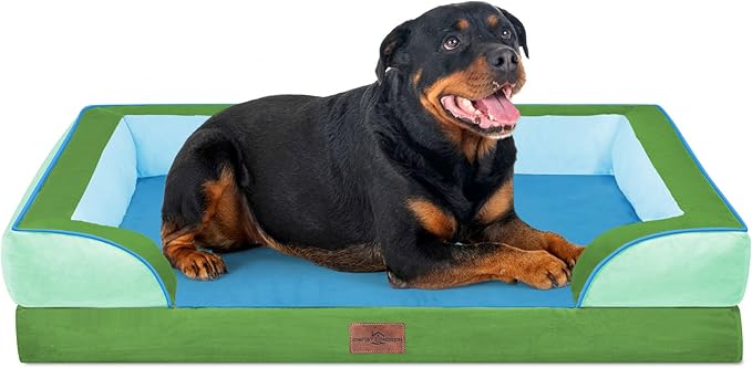 Comfort Expression Orthopedic Dog Bed for Extra Large Dogs 45x35 Inch, Waterproof Egg Crate Foam XL Pet Bed with Removable Bolsters, Dog Couch with Washable Cover & Non-Slip Bottom, Boston